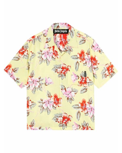Palm Angels Multicolor Hibiscus Floral Print Bowling Shirt for men