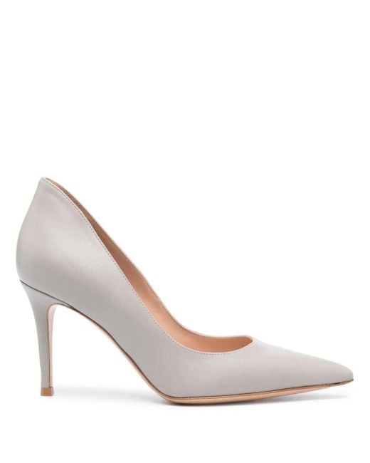 Gianvito Rossi White Pointed-Toe 90Mm Leather Pumps
