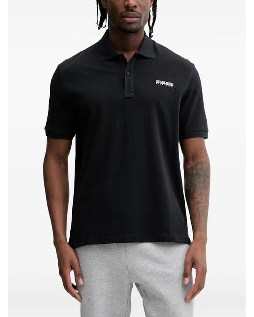 Napapijri Black Short-Sleeve Polo Shirt for men