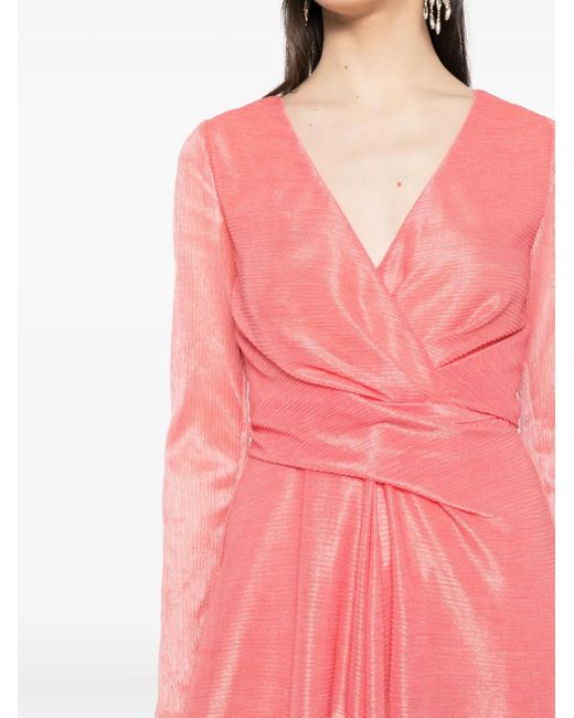 Talbot Runhof Pink Wrap-Design Midi Dress
