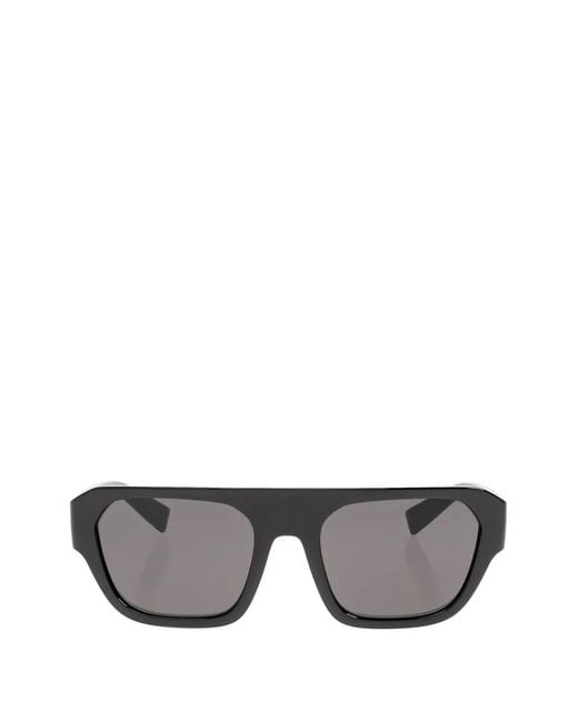 Dolce & Gabbana Gray Geometric-Frame Glasses for men