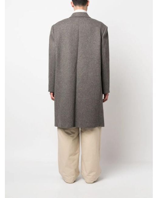 Rier Gray Single-Breasted Wool Coat for men