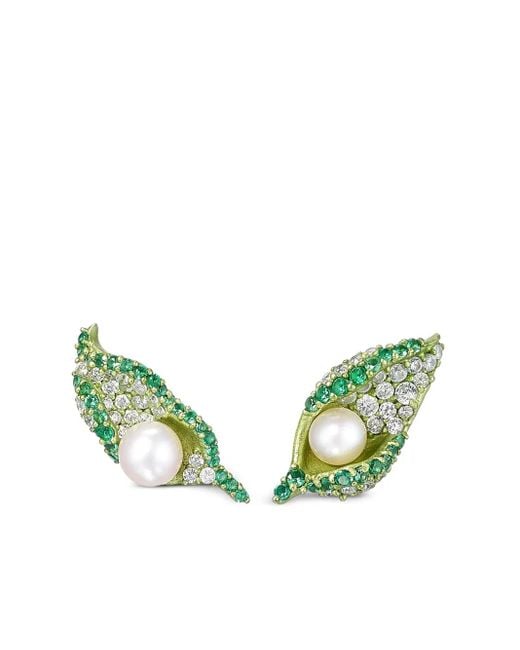 Anabela Chan Green 14K And 18K Vermeil Dew Drop Petal Multi-Stone Earrings