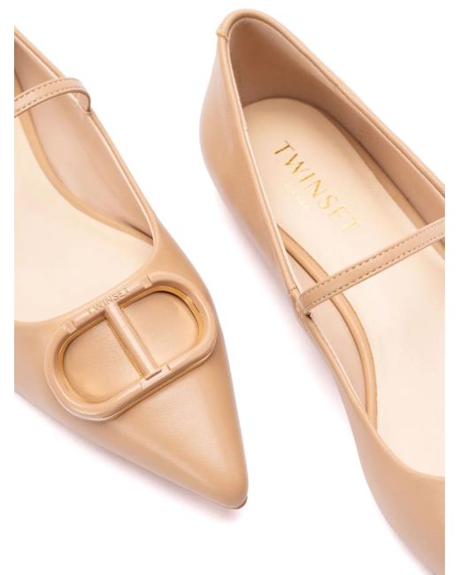 Twinset Pink Logo-Plaque Ballet Flats