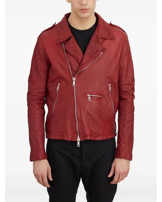 Veste En Cuir À Fermeture Zippée Giorgio Brato pour homme en coloris Red