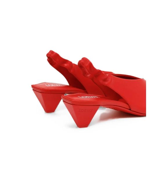 Loewe Red Pointed-Toe Slingback Pumps