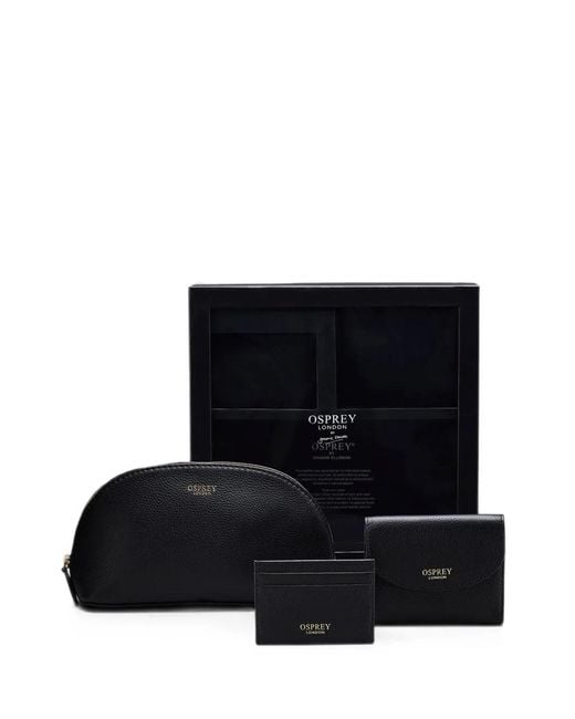 Osprey Black Leather Wallet Set