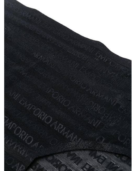 Pack de dos bragas con logo en jacquard Emporio Armani de color Black