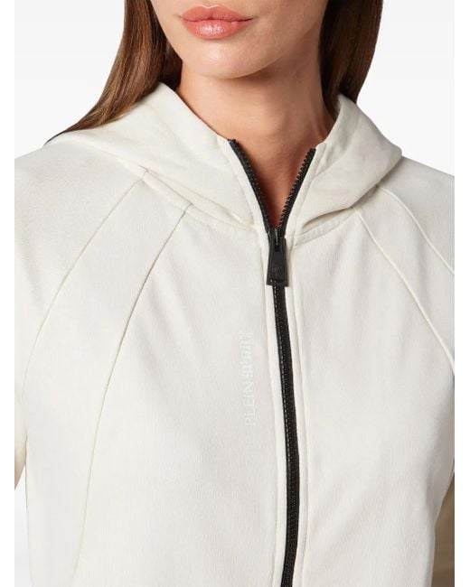 Philipp Plein White Zip-Up Hooded Jacket