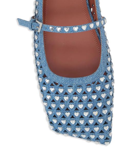 AMINA MUADDI Blue Anne Embellished Ballerina Shoes