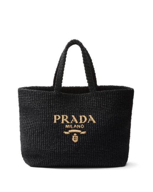 Prada Black Logo-embroidered Tote Bag for men