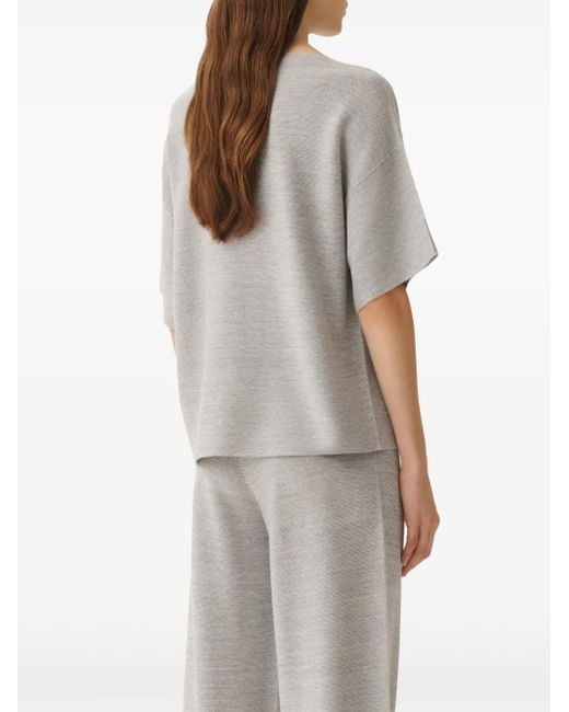 Fabiana Filippi Gray Knitted Cotton Top