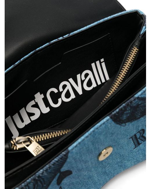 Just Cavalli Blue Metallic-snakes Shoulder Bag