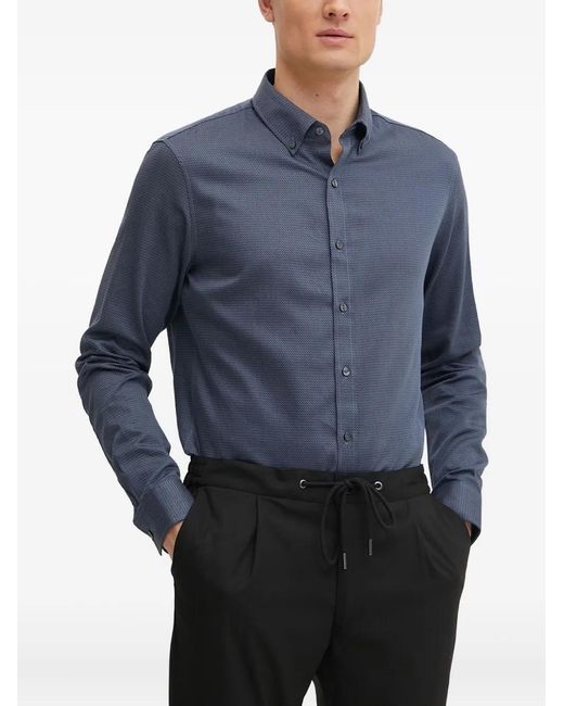 Michael Kors Blue Herringbone-Pattern Shirt for men