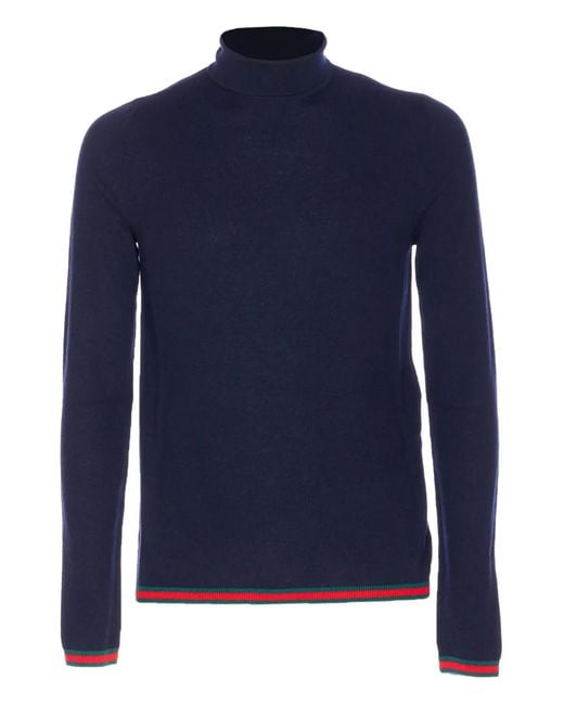 Gucci Blue Turtleneck Logo-Detail Sweater for men