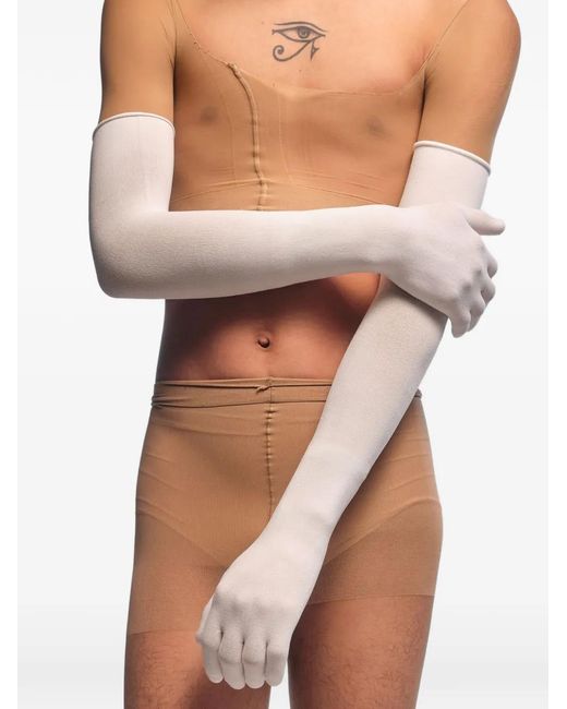 ROT White Techno Seamless-Knit Gloves