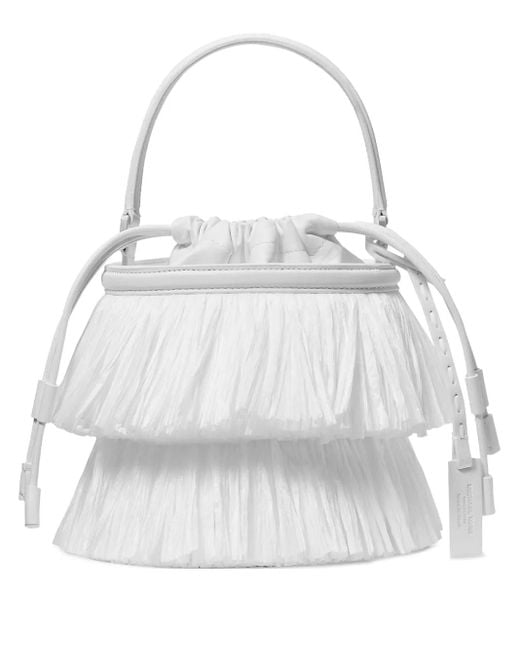 Michael Kors White Mini Ischia Bucket Bag