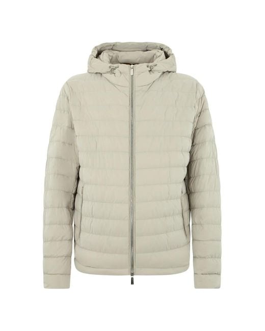 Moorer White Hooded Quilted Jacket for men