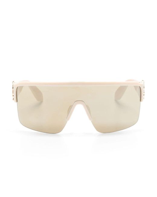 Roberto Cavalli Natural Monogram-plaque Wraparound-frame Sunglasses