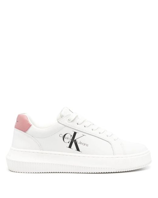 Calvin Klein Logo-print Leather Sneakers White