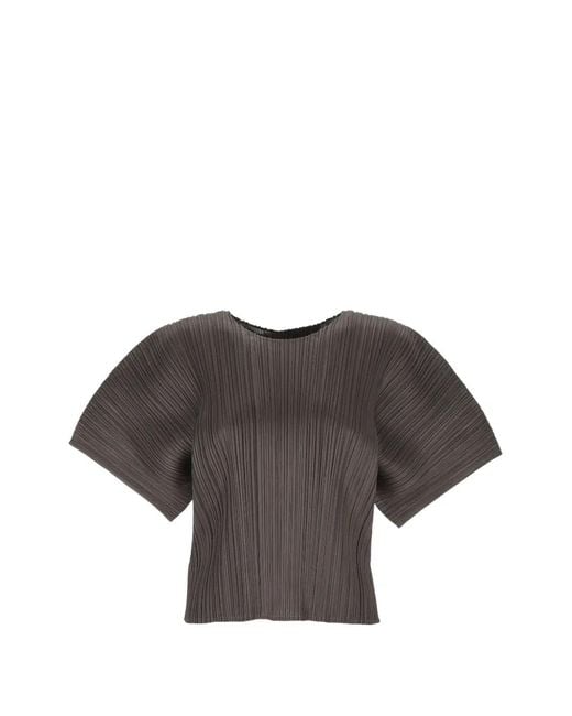 Pleats Please Issey Miyake Brown Pleated Batwing-Sleeve Blouse