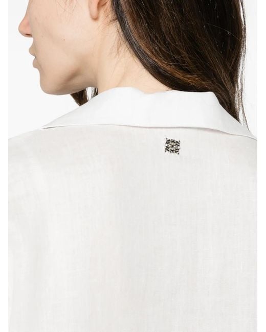 Panicale White Blouse Fendue À Col V