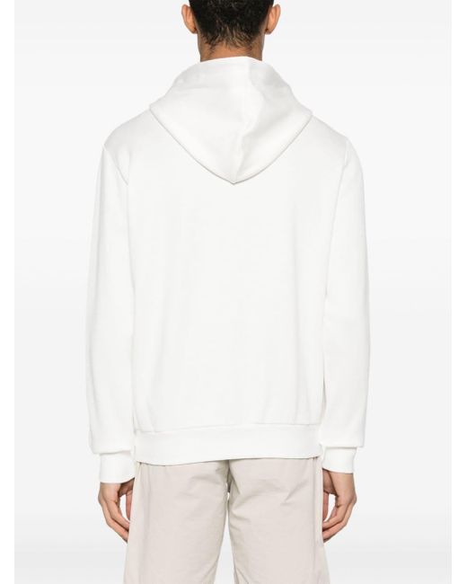 Eleventy White Cotton Zipped Hoodie for men