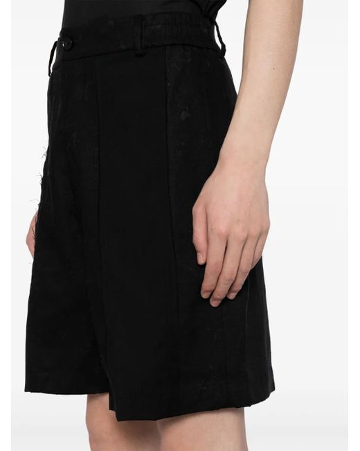 Feng Chen Wang Black High-Waisted Wool Shorts for men