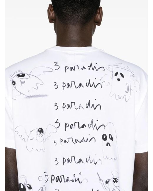 3.PARADIS White X Edgar Plans Cotton T-Shirt for men