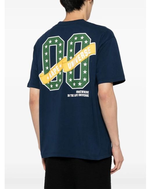 Aape By A Bathing Ape Blue Moonface Logo Printed Tee for men