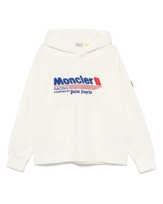 Felpa Racing Con Cappuccio di Palm Angels x Moncler in White da Uomo