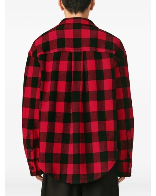 AMI Wide Checkered Wool Overshirt