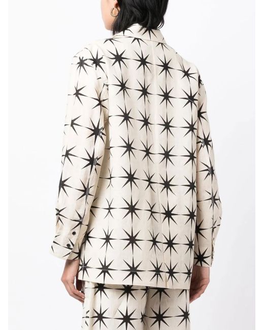 JNBY White Printed Linen Blazer