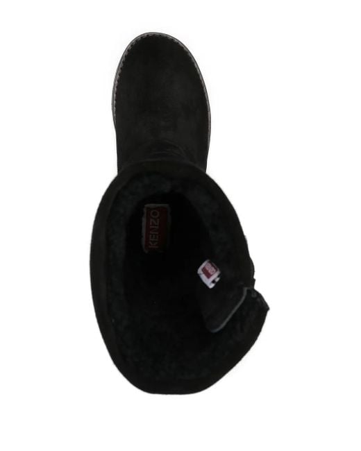KENZO Black Buckle-Detail Suede Boots
