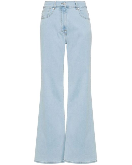 Peserico Blue Logo-patch Wide-leg Jeans