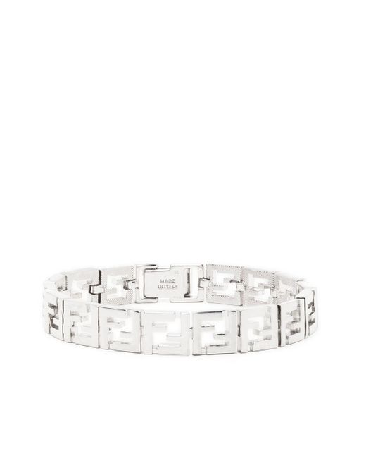Fendi White Ff-monogram Bracelet for men