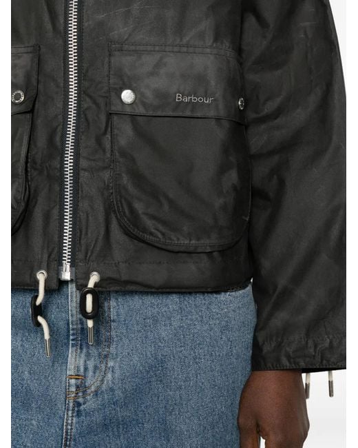 Barbour Black Corduroy-Collar Waxed Jacket