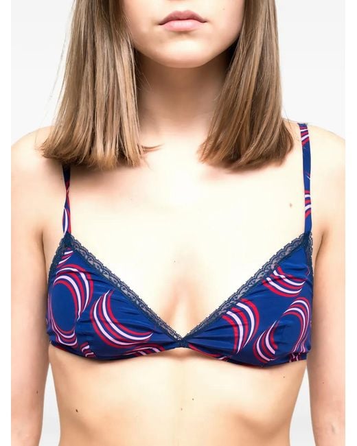 Laura Urbinati Purple Soutien-Gorge Imprimé Bordé De Dentelle