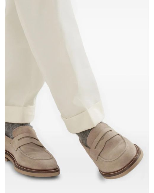 Brunello Cucinelli Brown Penny-Suede Loafers for men