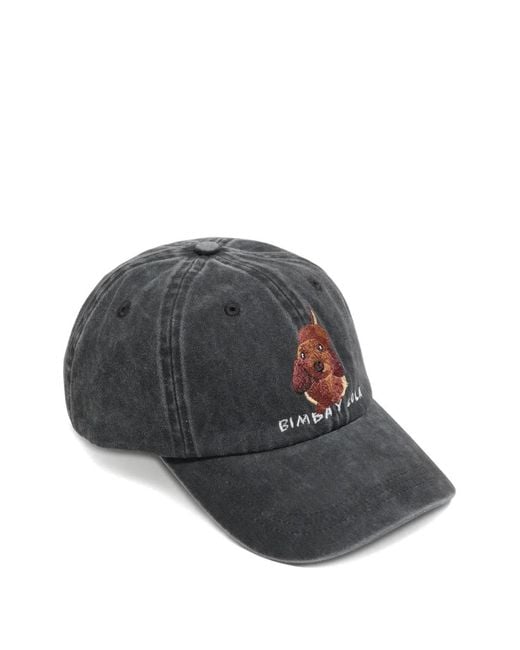 Bimba Y Lola Black Embroidered Dachshund Cap