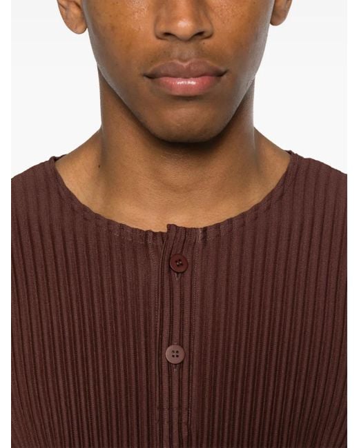 Homme Plissé Issey Miyake Brown Plissé-Effect T-Shirt for men