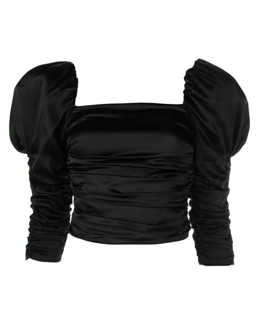 Top fruncido Katrice con mangas farol Alice + Olivia de color Black