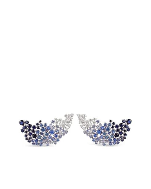 ANANYA White 18K Sapphire Ombre Earrings