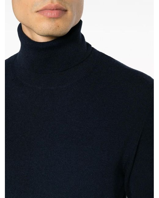 Ballantyne Blue Logo-Embroidered Roll-Neck Cashmere Jumper for men