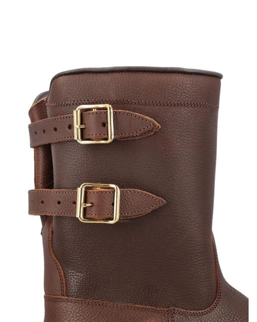 Paraboot Brown Sanglier Double-Buckle Leather Boots for men