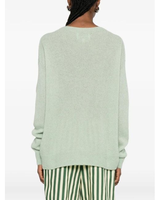 Bompard Green Round-Neck Knit Sweater