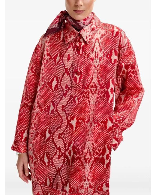 Chemisier Corto Con Stampa di Essentiel Antwerp in Red
