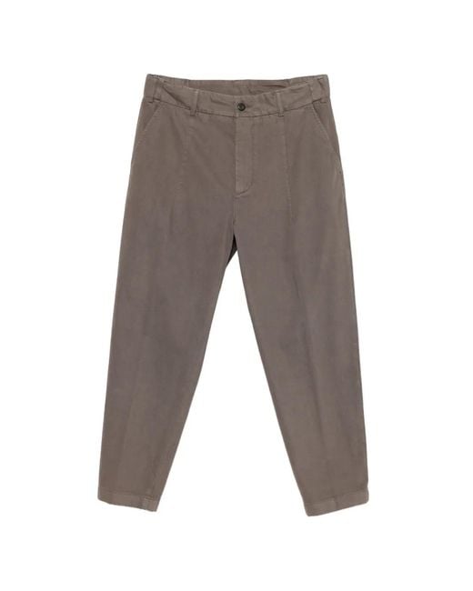 Eleventy Gray Pleated Straight-Leg Trousers for men