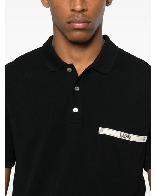 Moschino Black Couture Logo-Print Polo Shirt for men