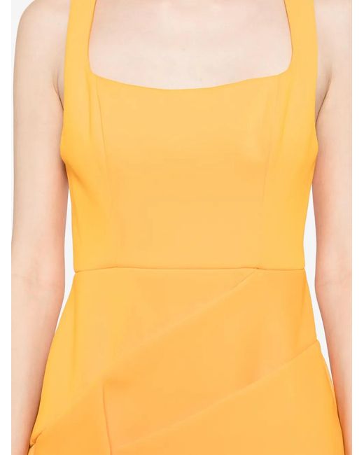 Acler Yellow Pintuck Detail Asymmetric Midi Dress